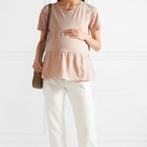 Hatch Gathered Cotton-Jersey Shirt Sz 0(M)